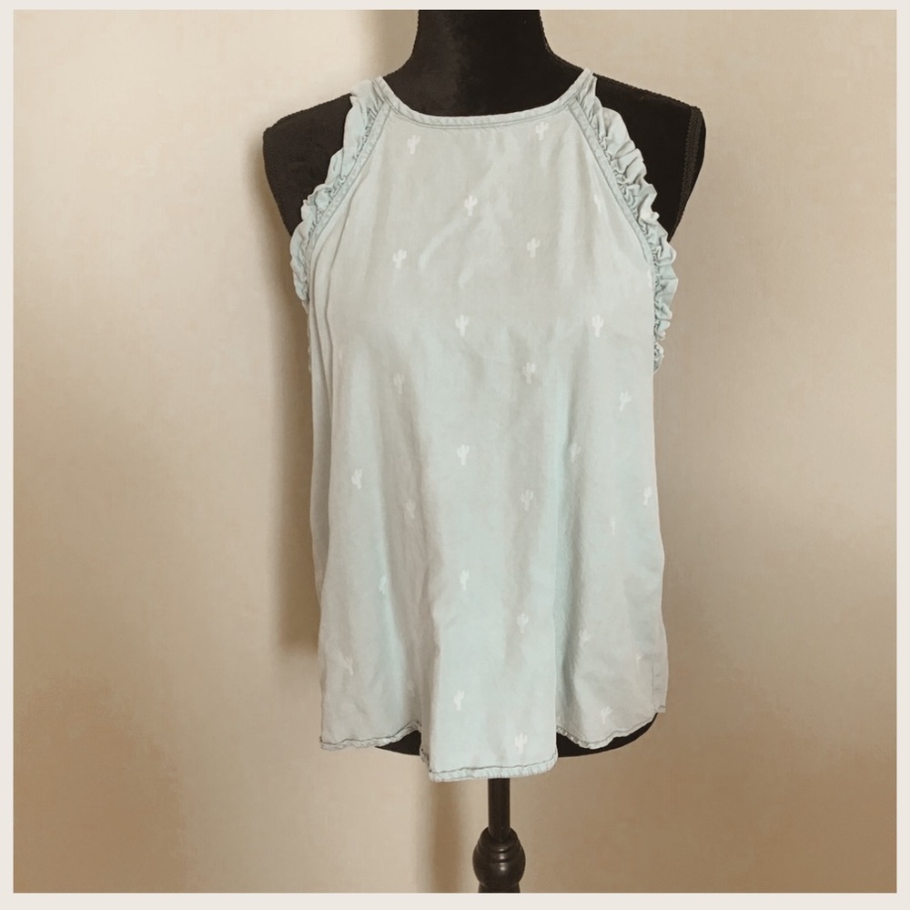 Women’s cactus ruffle halter style tank top
